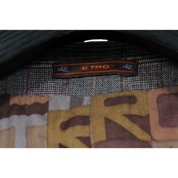 Etro Mens Houndstooth Jacket Size XL IT 56 Gray Wool Blazer Single Breasted Coat - Picture 14 of 15